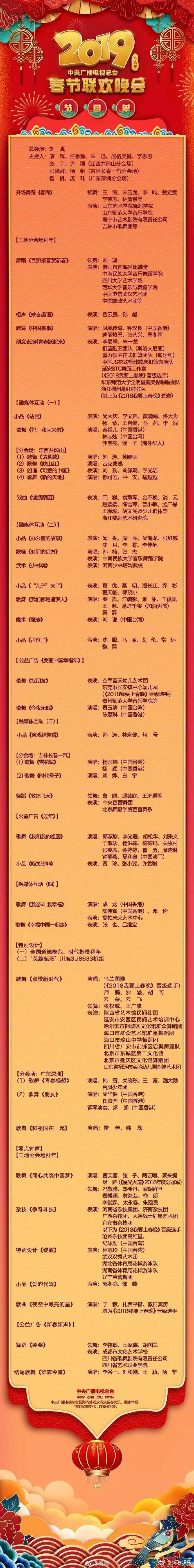 春节联欢晚会节目单春节联欢晚会节目单-第2张图片