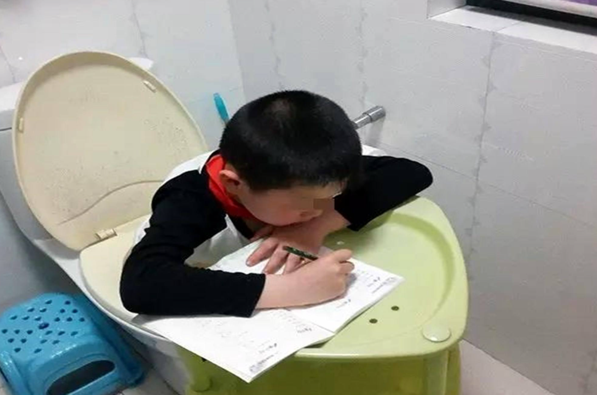 坐在木棒上写作业-第2张图片