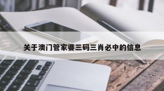 管家婆三肖三期必出一期，精准预测与智慧管理-第1张图片