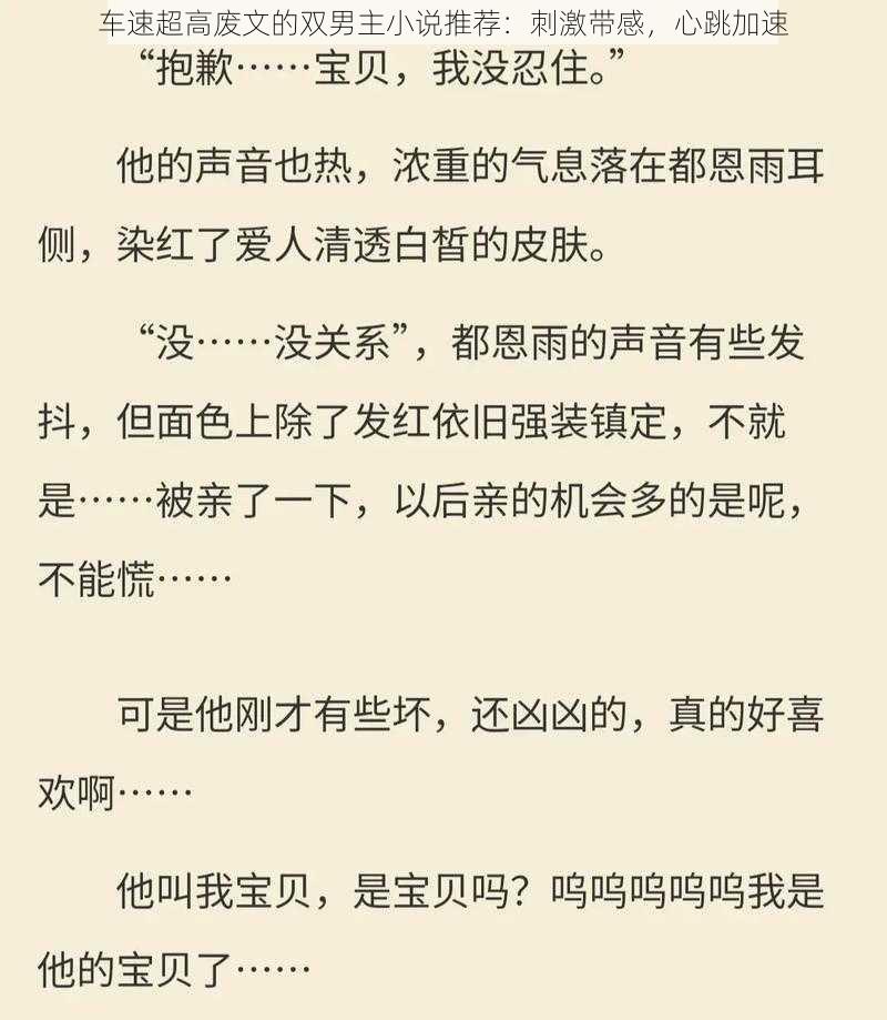 车速超快的双男主故事